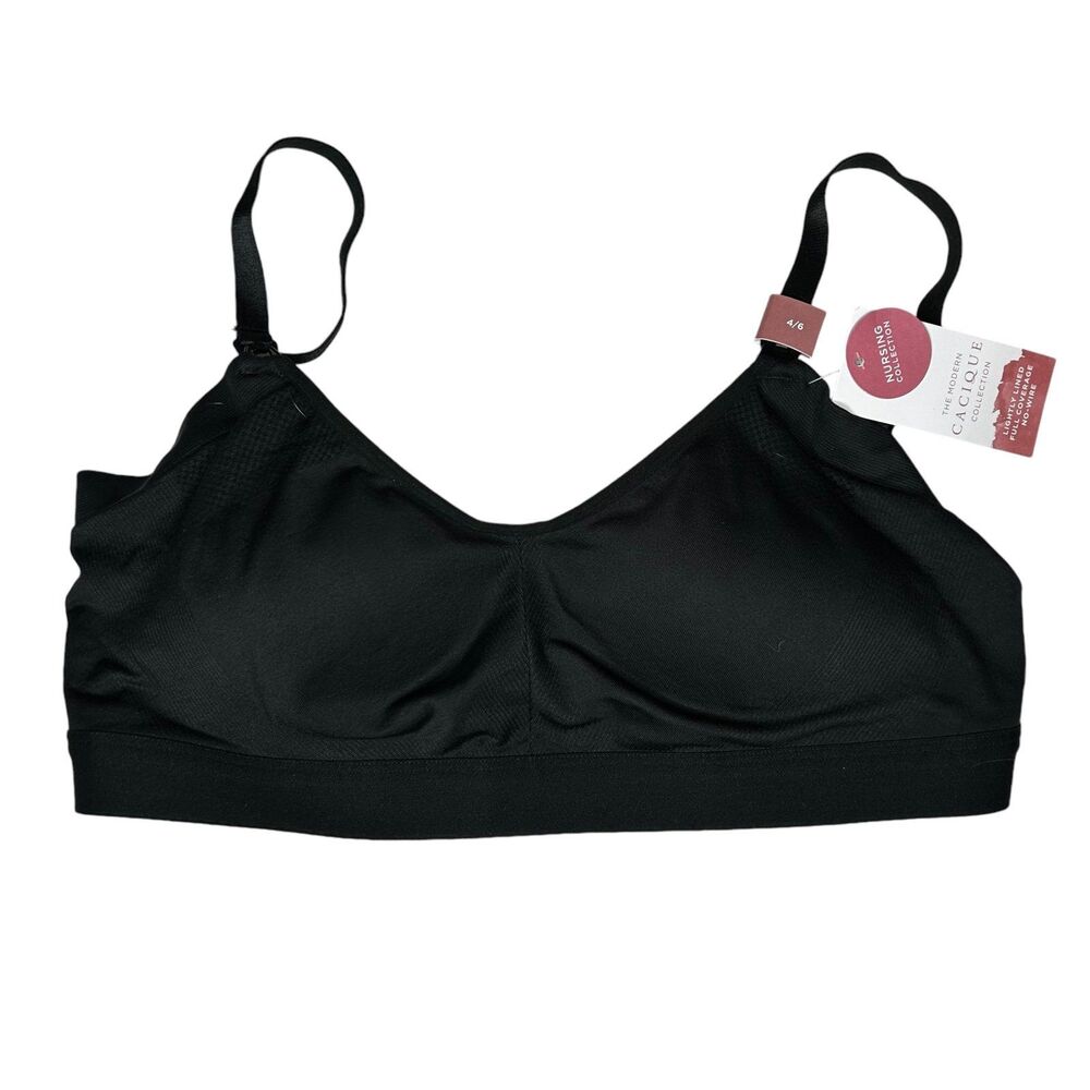 New cacique black nursing bra wire free full coverage lined 4/6